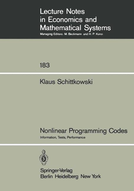 Vorderes Coverbild Nonlinear Programming Codes