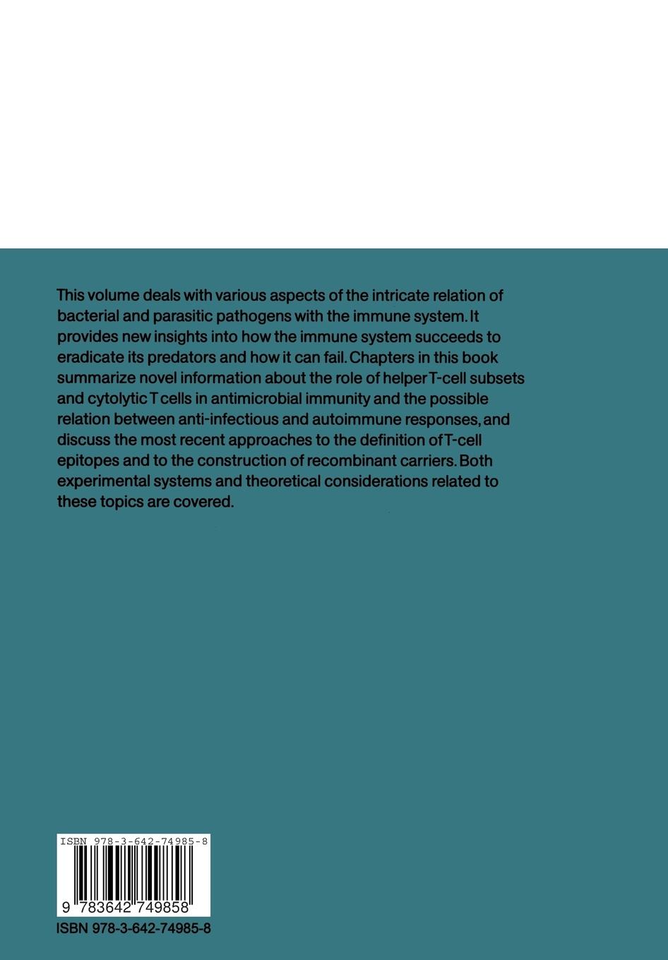 Rückseitencover T-Cell Paradigms in Parasitic and Bacterial Infections