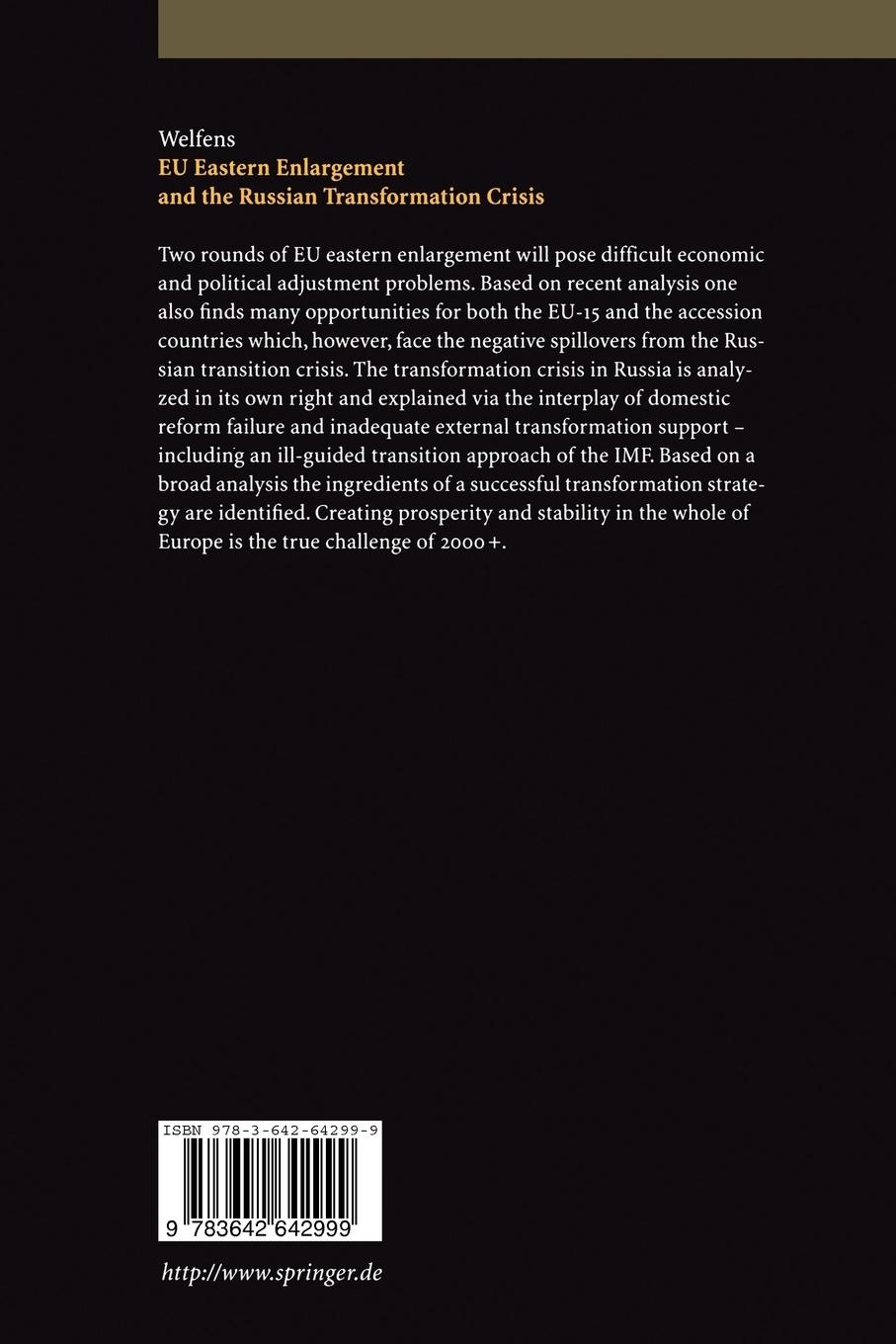 Rückseitencover EU Eastern Enlargement and the Russian Transformation Crisis