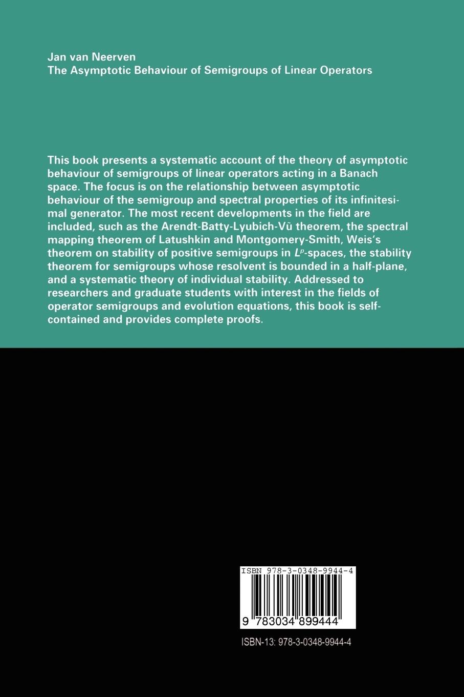 Rückseitencover The Asymptotic Behaviour of Semigroups of Linear Operators