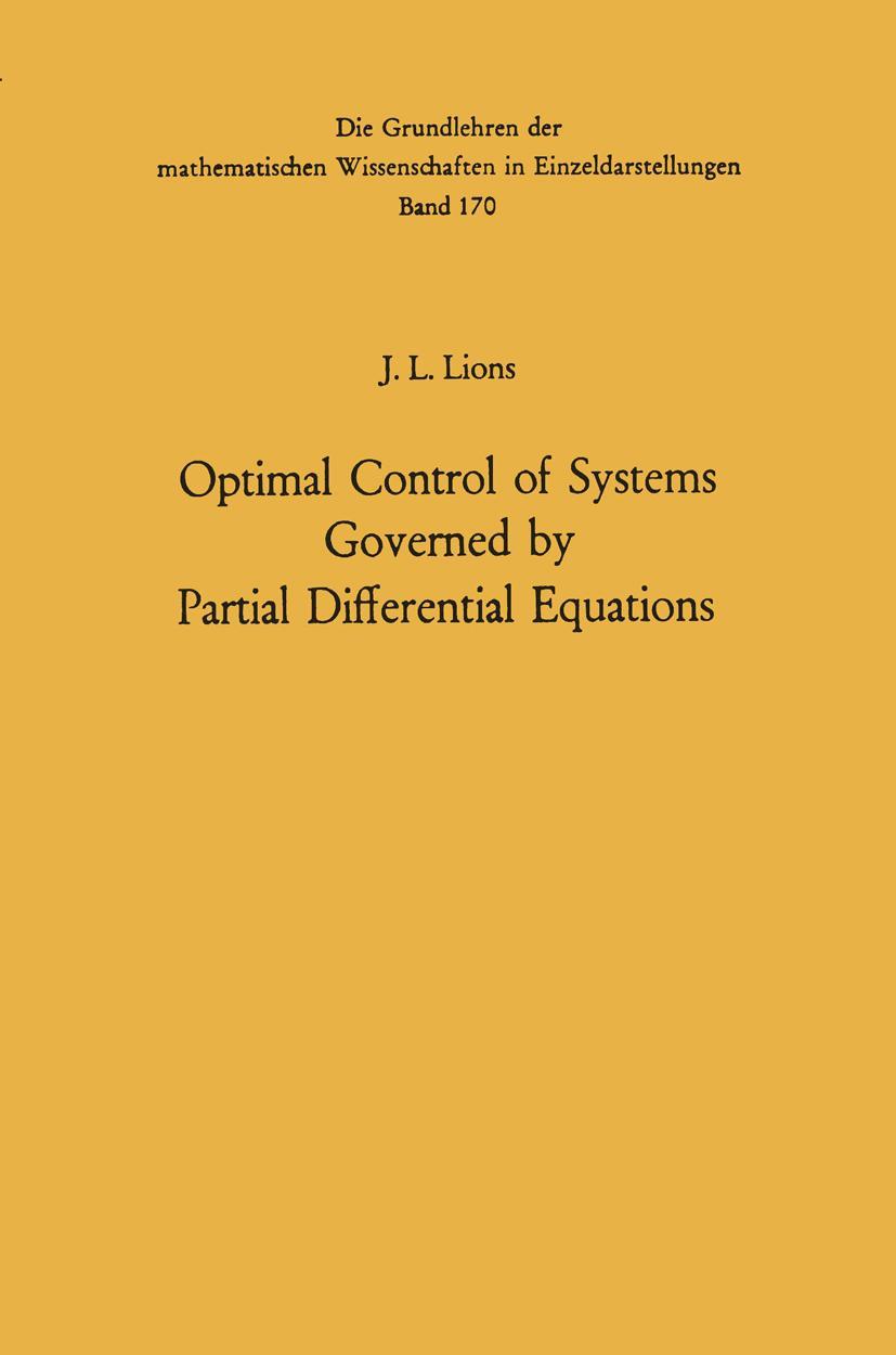 Vorderes Coverbild Optimal Control of Systems Governed by Partial Differential Equations