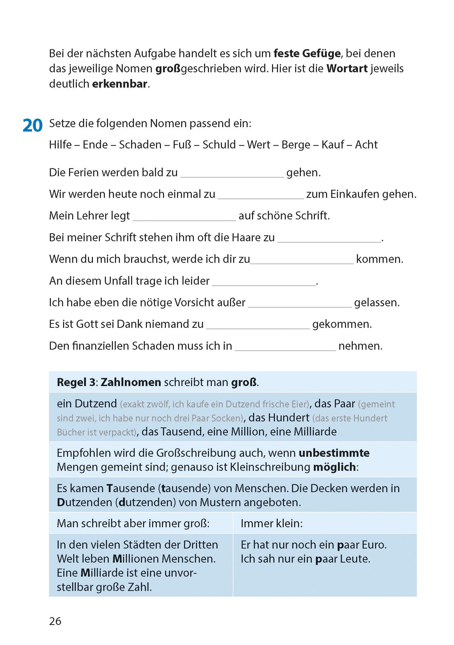 Beispielinhalt (Bild) Rechtschreibtraining ab 5. Klasse und für Erwachsene
