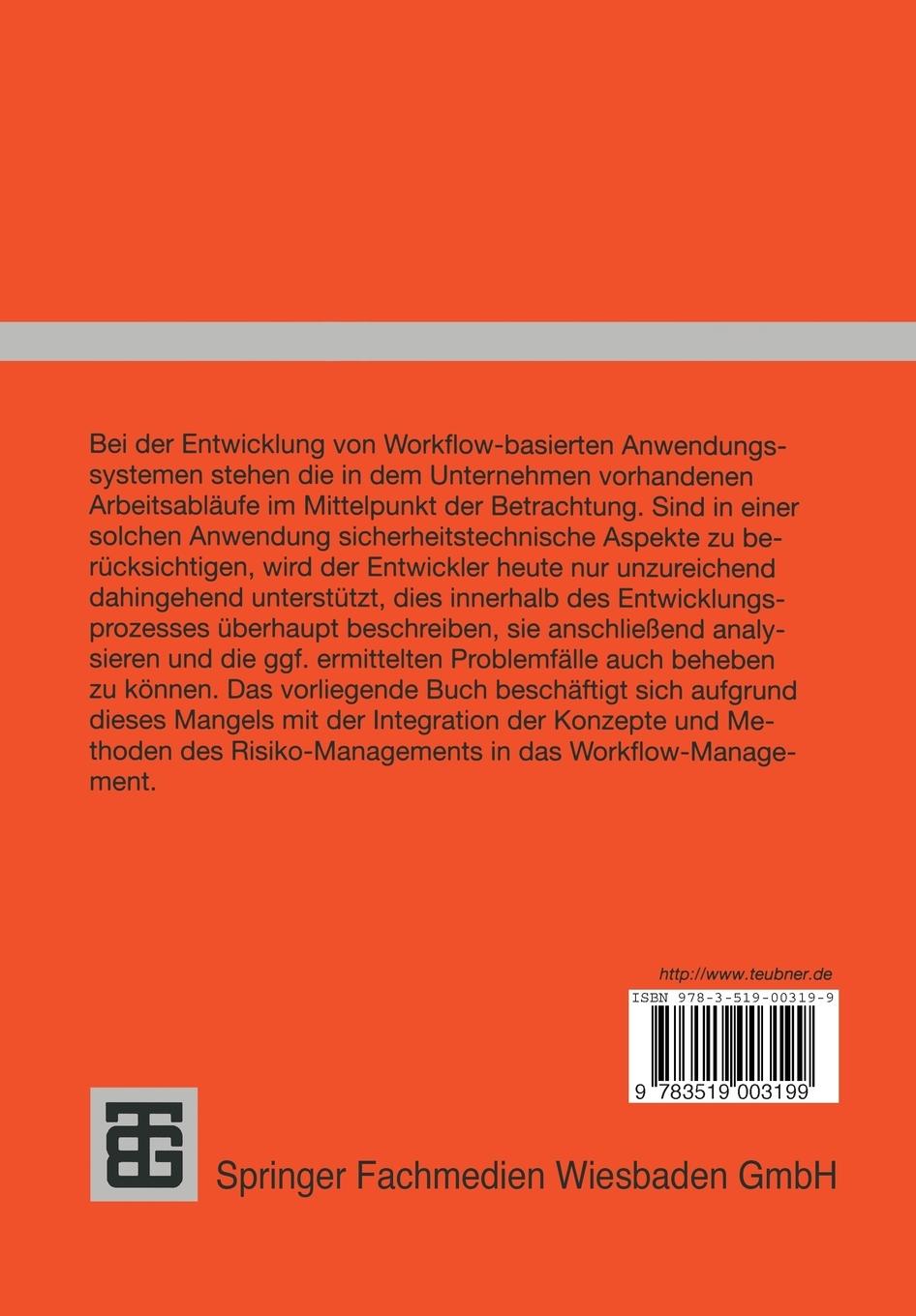 Rückseitencover Wissensbasierte Bedrohungs- und Risikoanalyse Workflow-basierter Anwendungssysteme