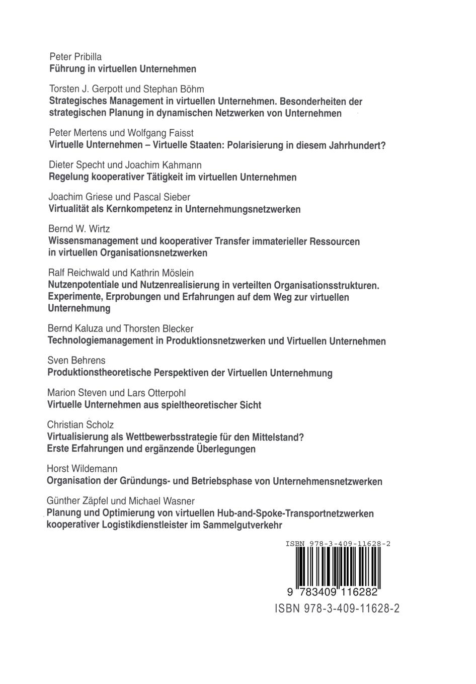 Rückseitencover Virtuelle Unternehmen