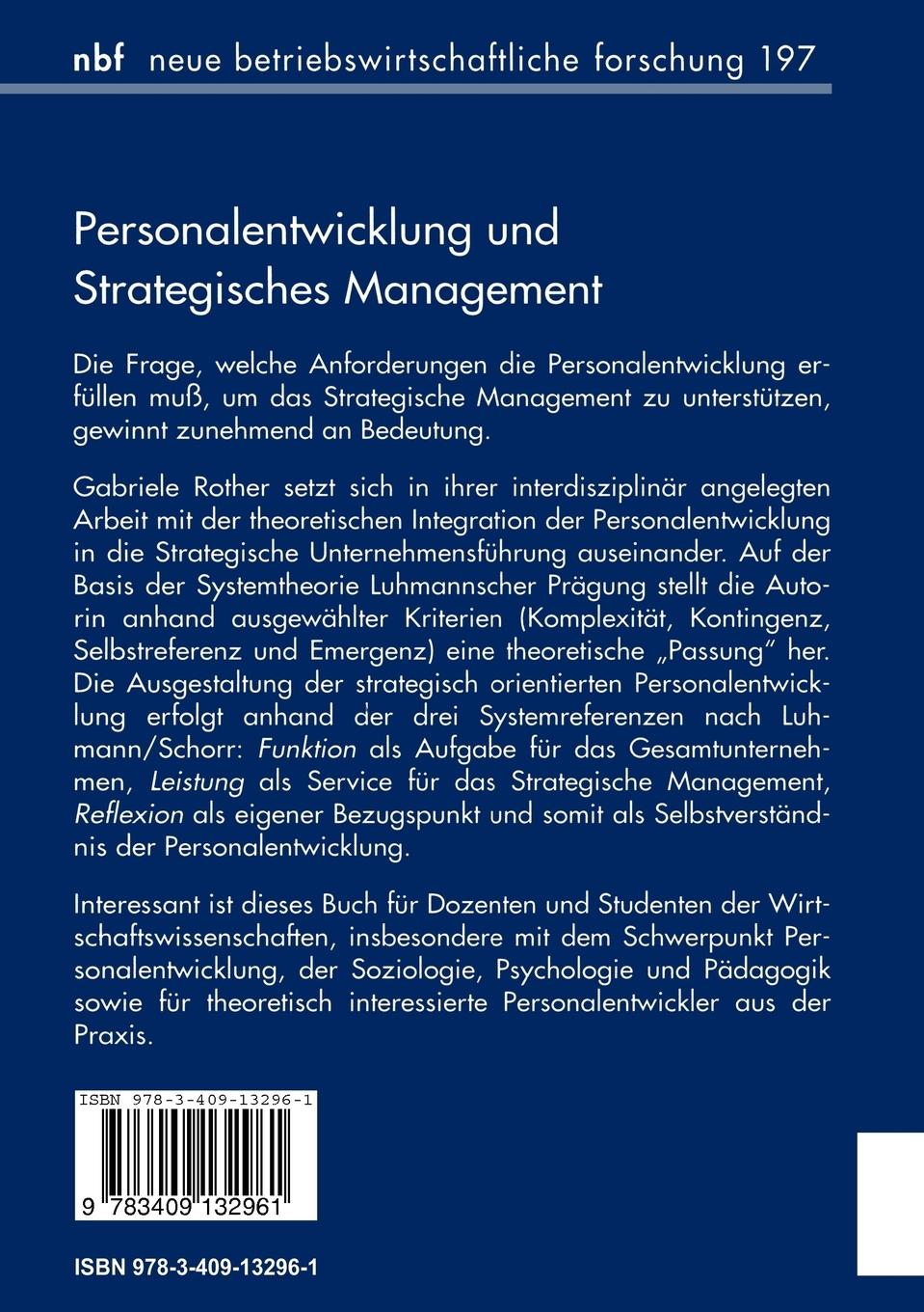 Rückseitencover Personalentwicklung und Strategisches Management