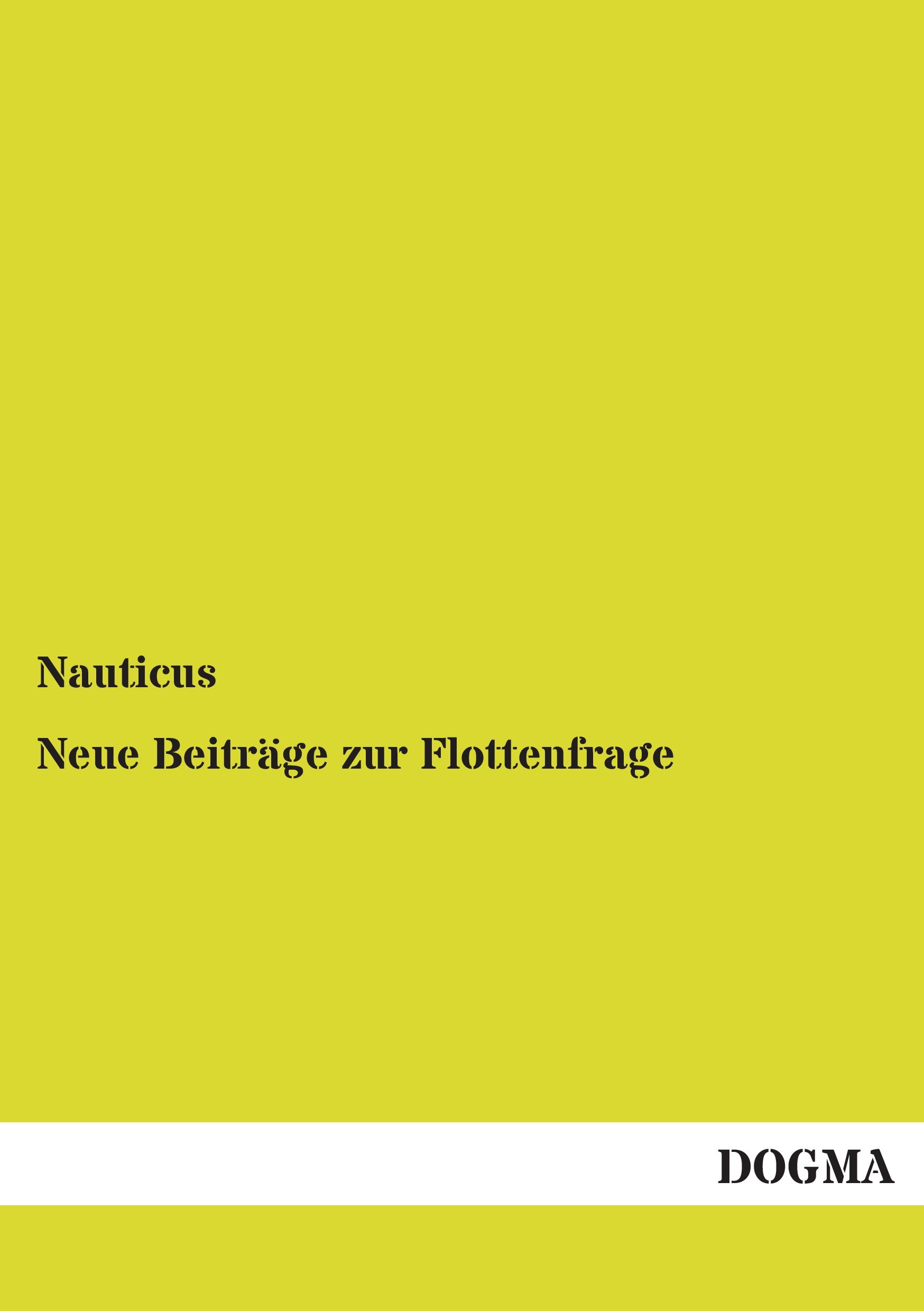 Vorderes Coverbild Neue Beiträge zur Flottenfrage