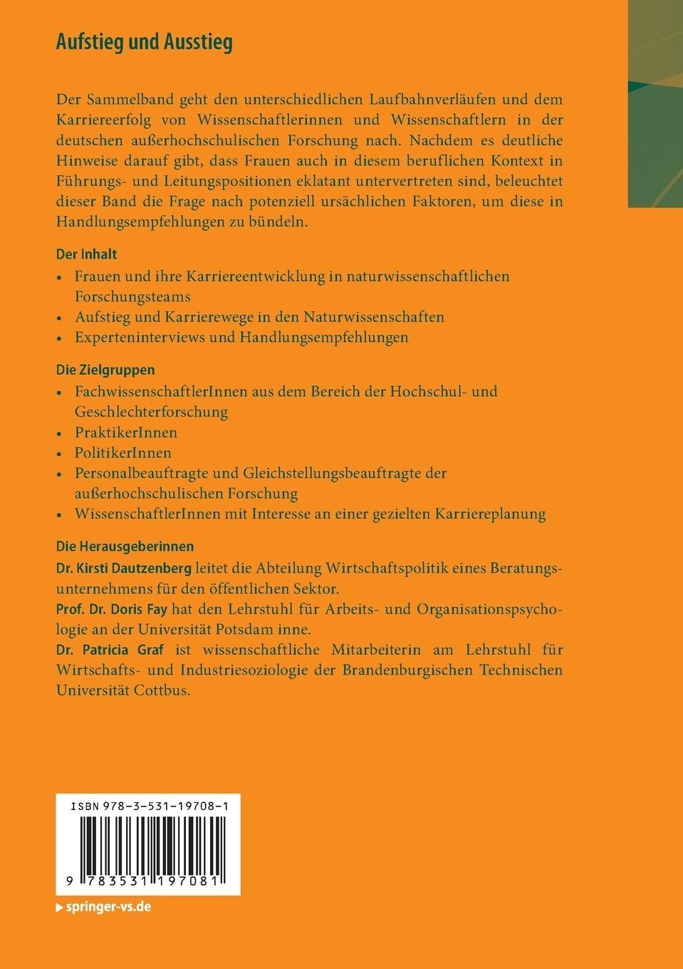 Rückseitencover Aufstieg und Ausstieg