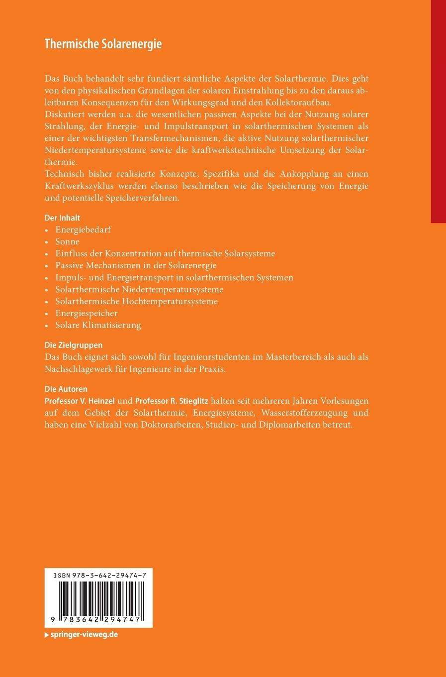 Rückseitencover Thermische Solarenergie