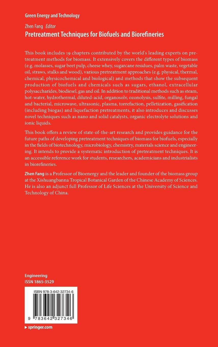 Rückseitencover Pretreatment Techniques for Biofuels and Biorefineries