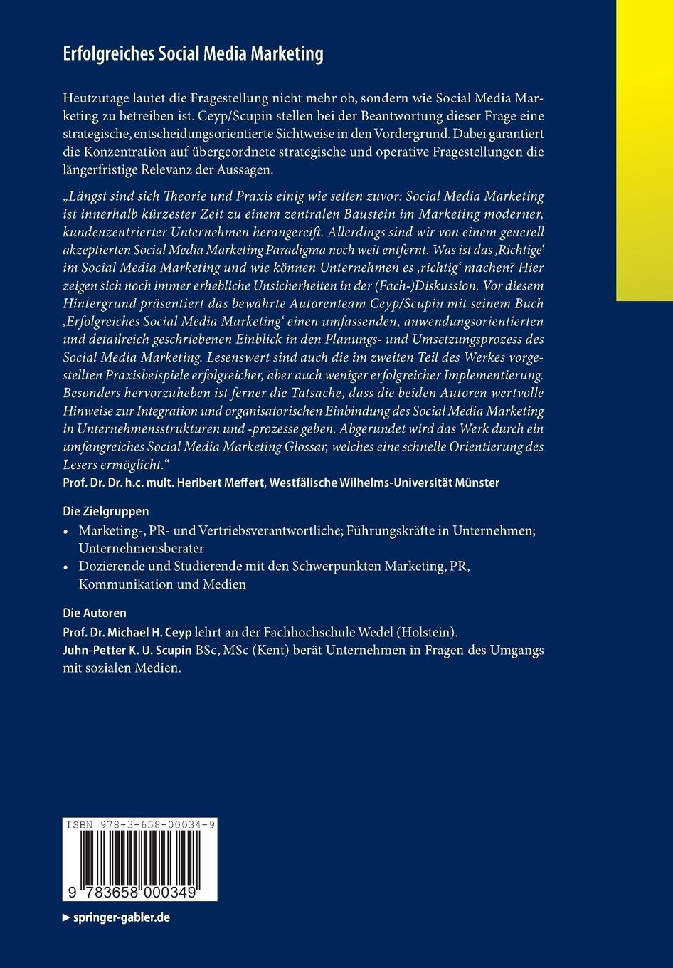 Rückseitencover Erfolgreiches Social Media Marketing