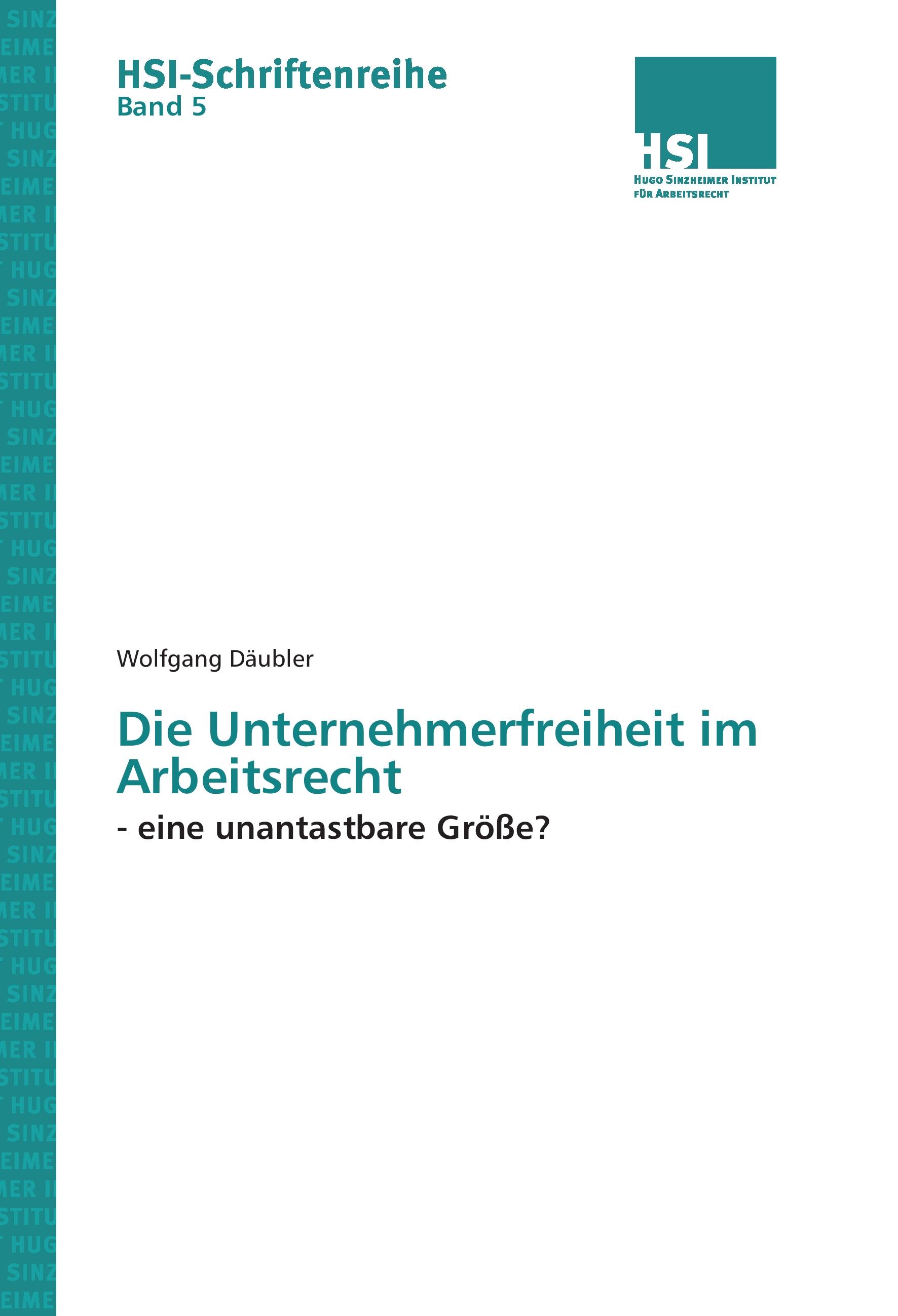 Vorderes Coverbild Die Unternehmerfreiheit im Arbeitsrecht