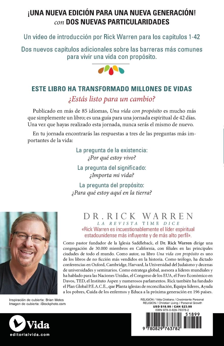 Rückseitencover El Una Vida Con Prop¿¿sito