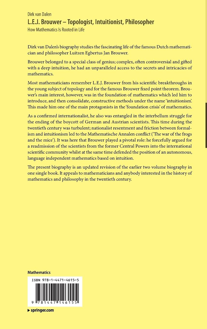 Rückseitencover L.E.J. Brouwer - Topologist, Intuitionist, Philosopher