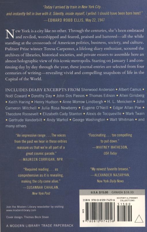 Rückseitencover New York Diaries