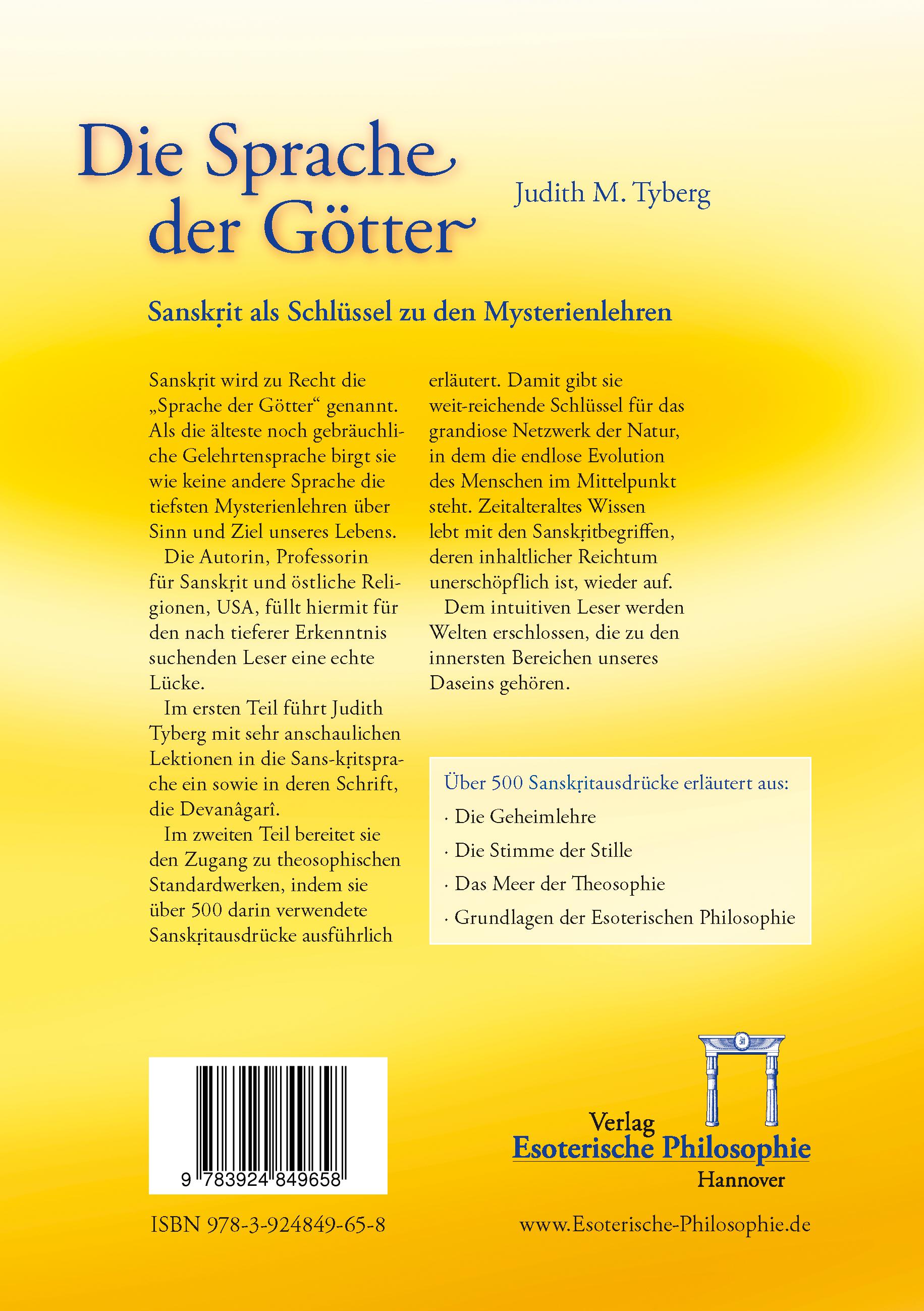 Rückseitencover Die Sprache der Götter