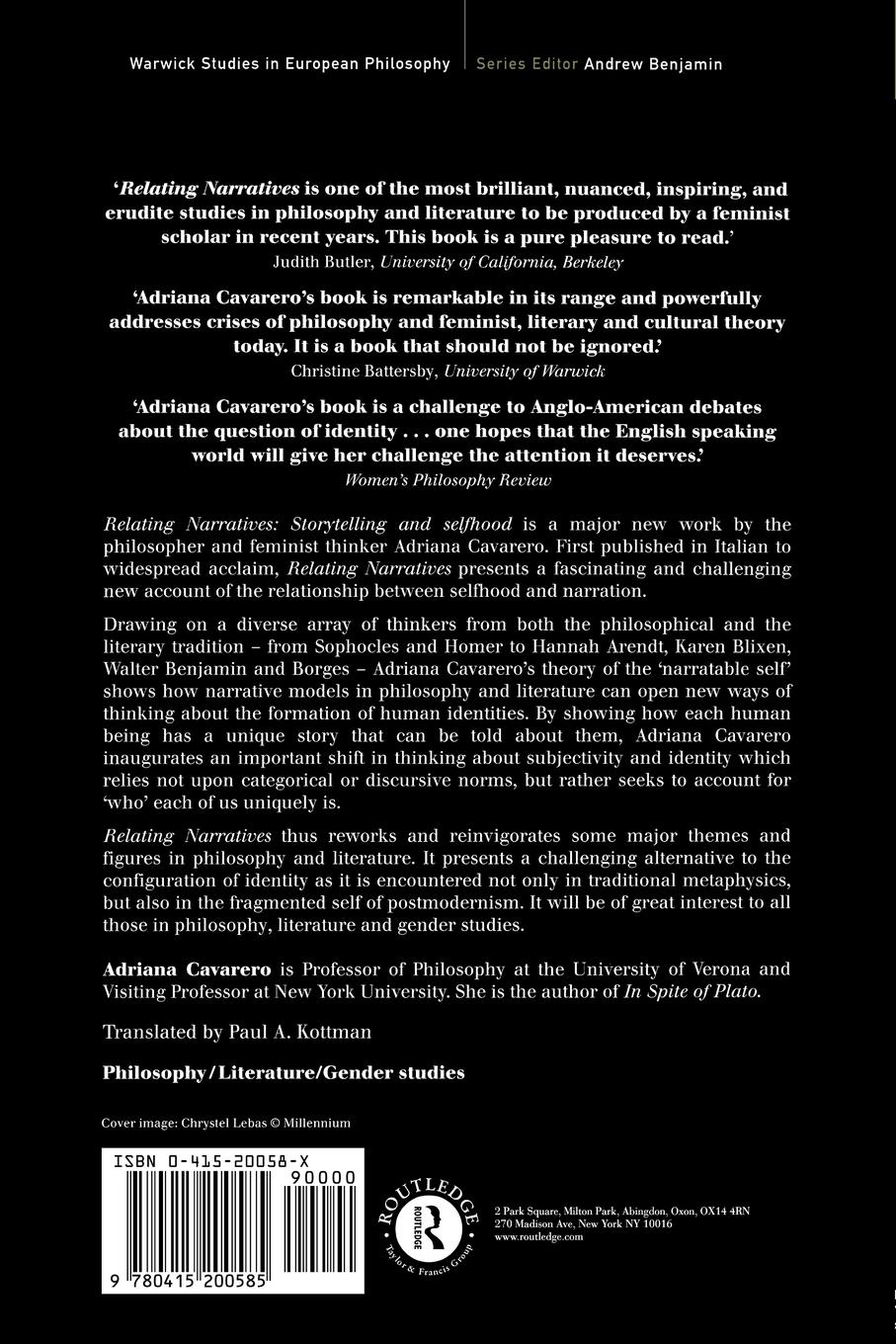 Rückseitencover Relating Narratives