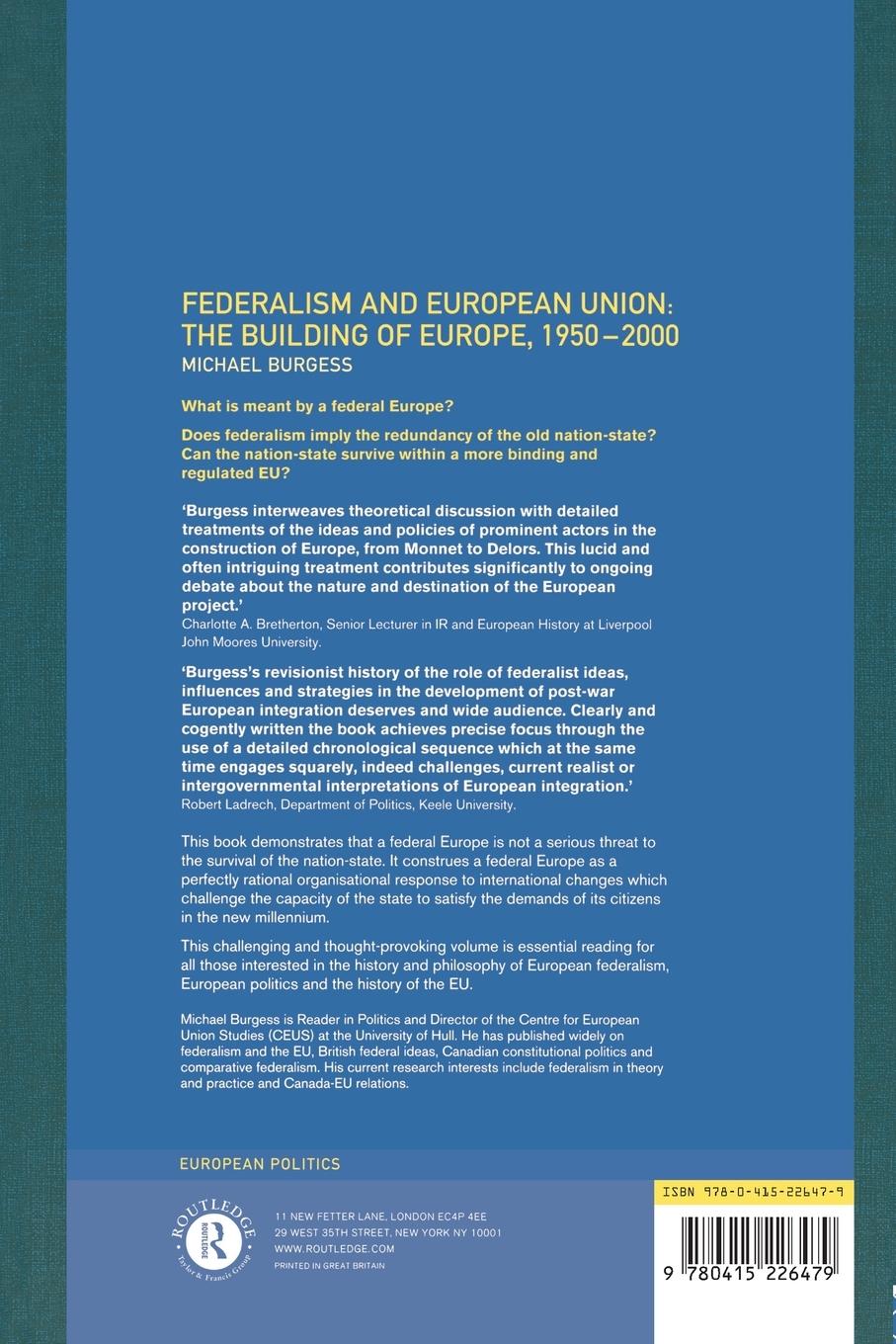 Rückseitencover Federalism and the European Union