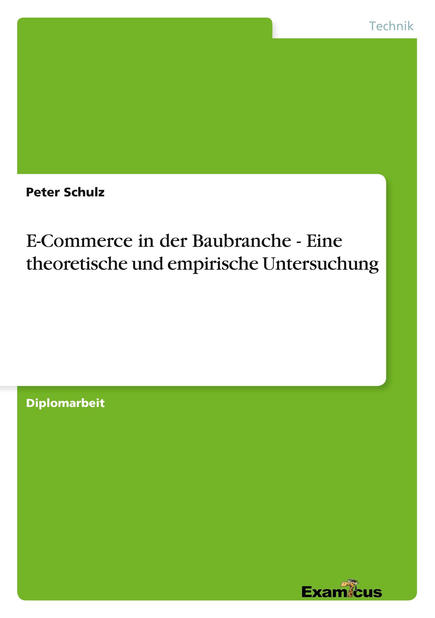 Vorderes Coverbild E-Commerce in der Baubranche - Eine theoretische und empirische Untersuchung