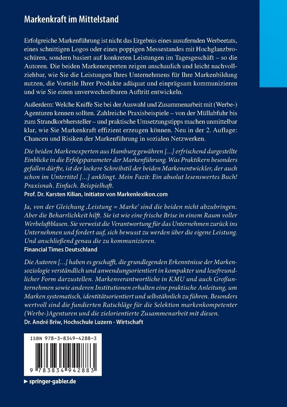 Rückseitencover Markenkraft im Mittelstand