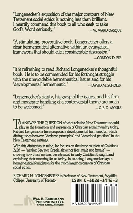 Rückseitencover New Testament Social Ethics for Today