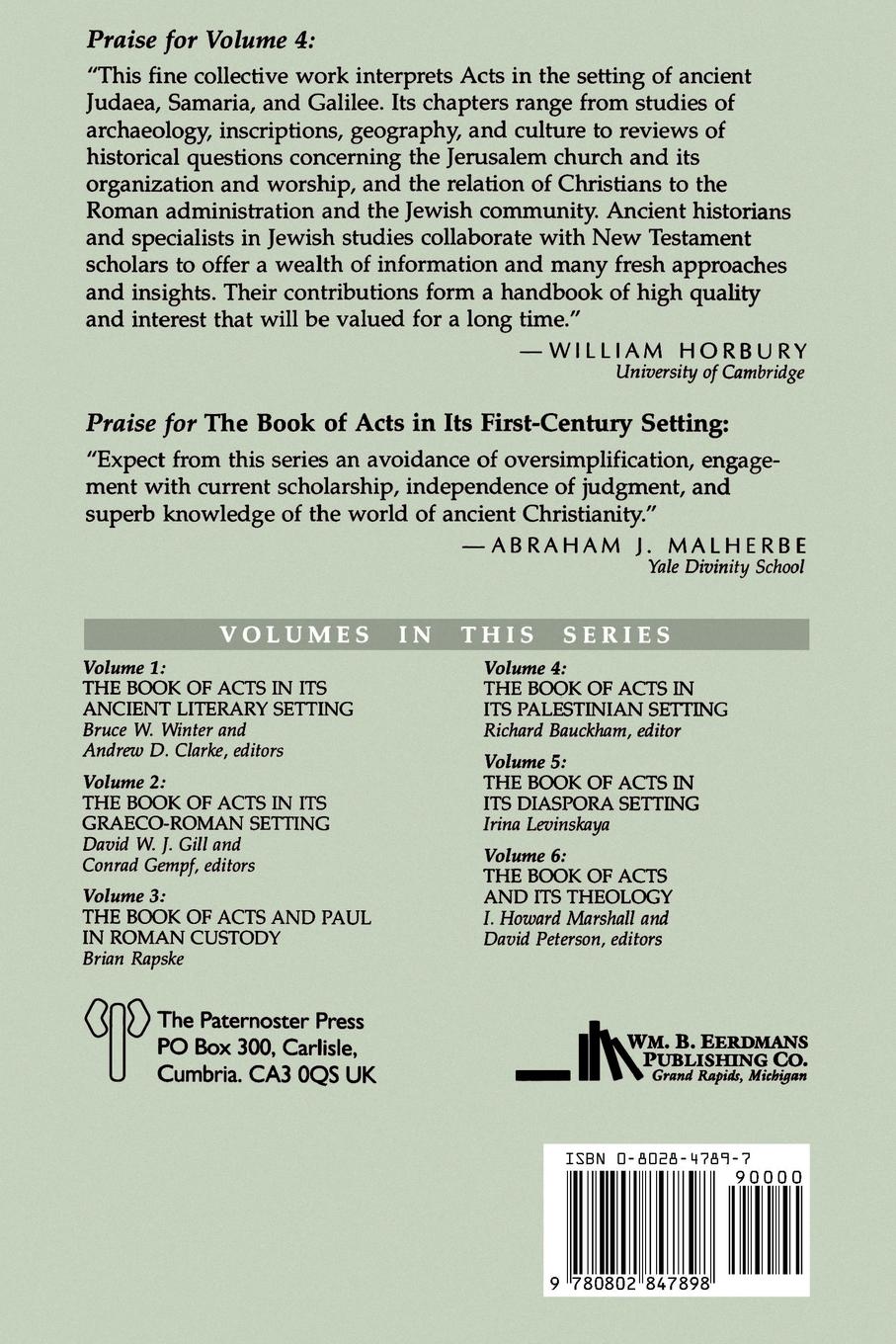 Rückseitencover The Book of Acts in Its Palestinian Setting