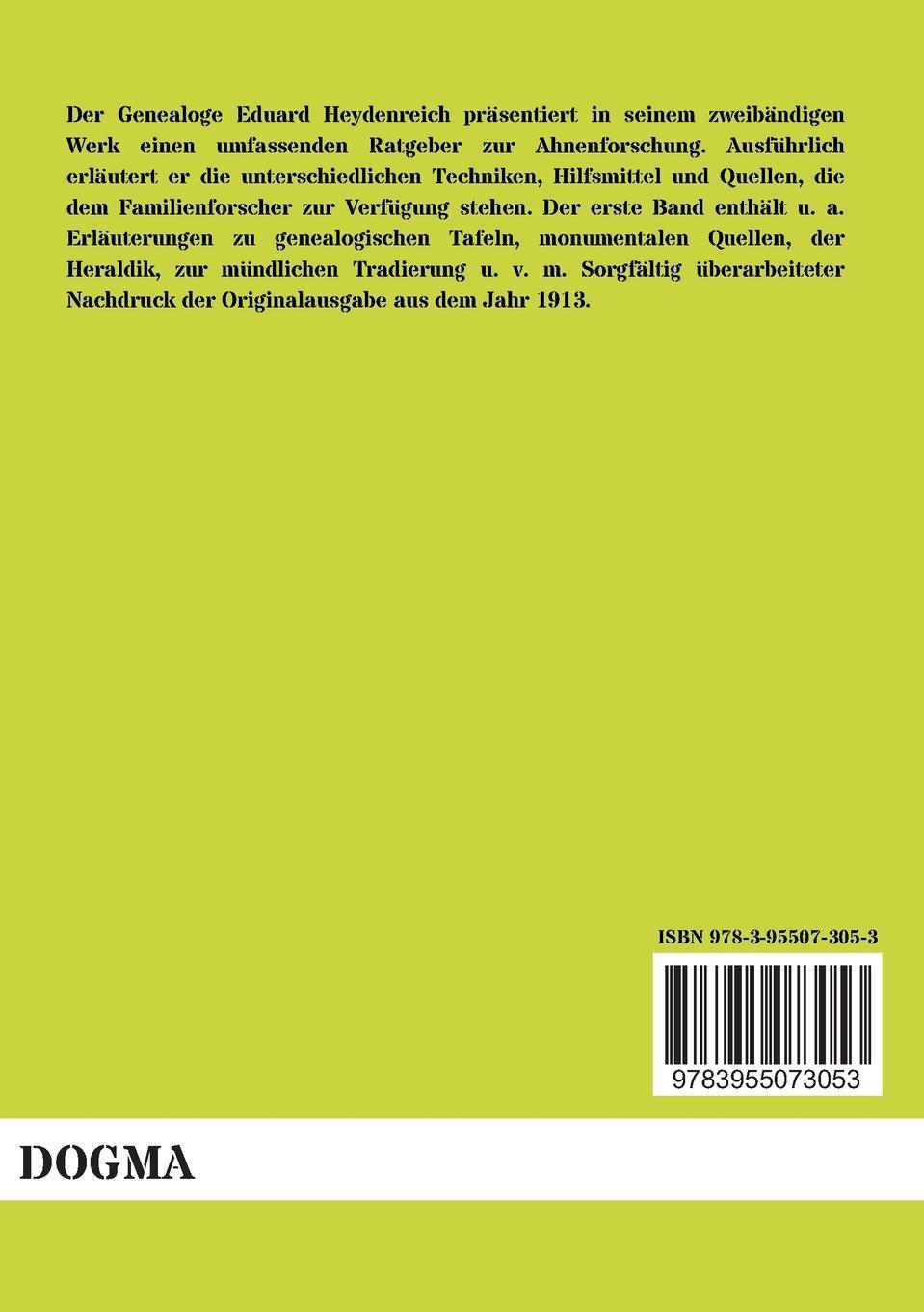 Rückseitencover Handbuch der praktischen Genealogie