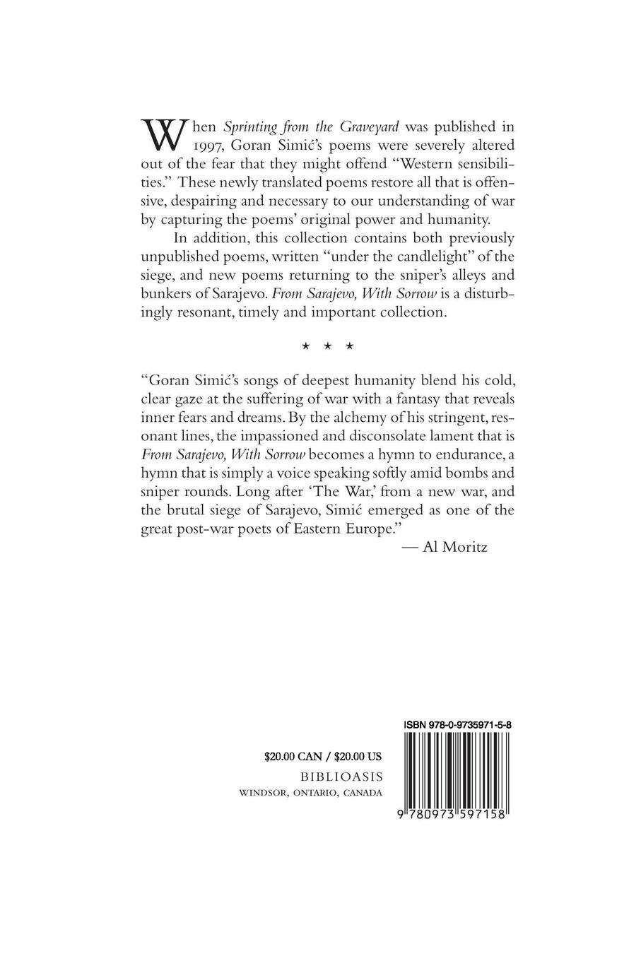 Rückseitencover From Sarajevo With Sorrow