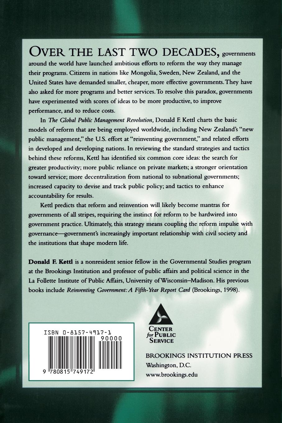 Rückseitencover Global Public Management Revolution