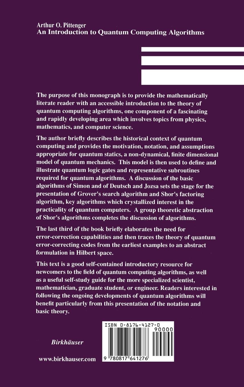 Rückseitencover An Introduction to Quantum Computing Algorithms