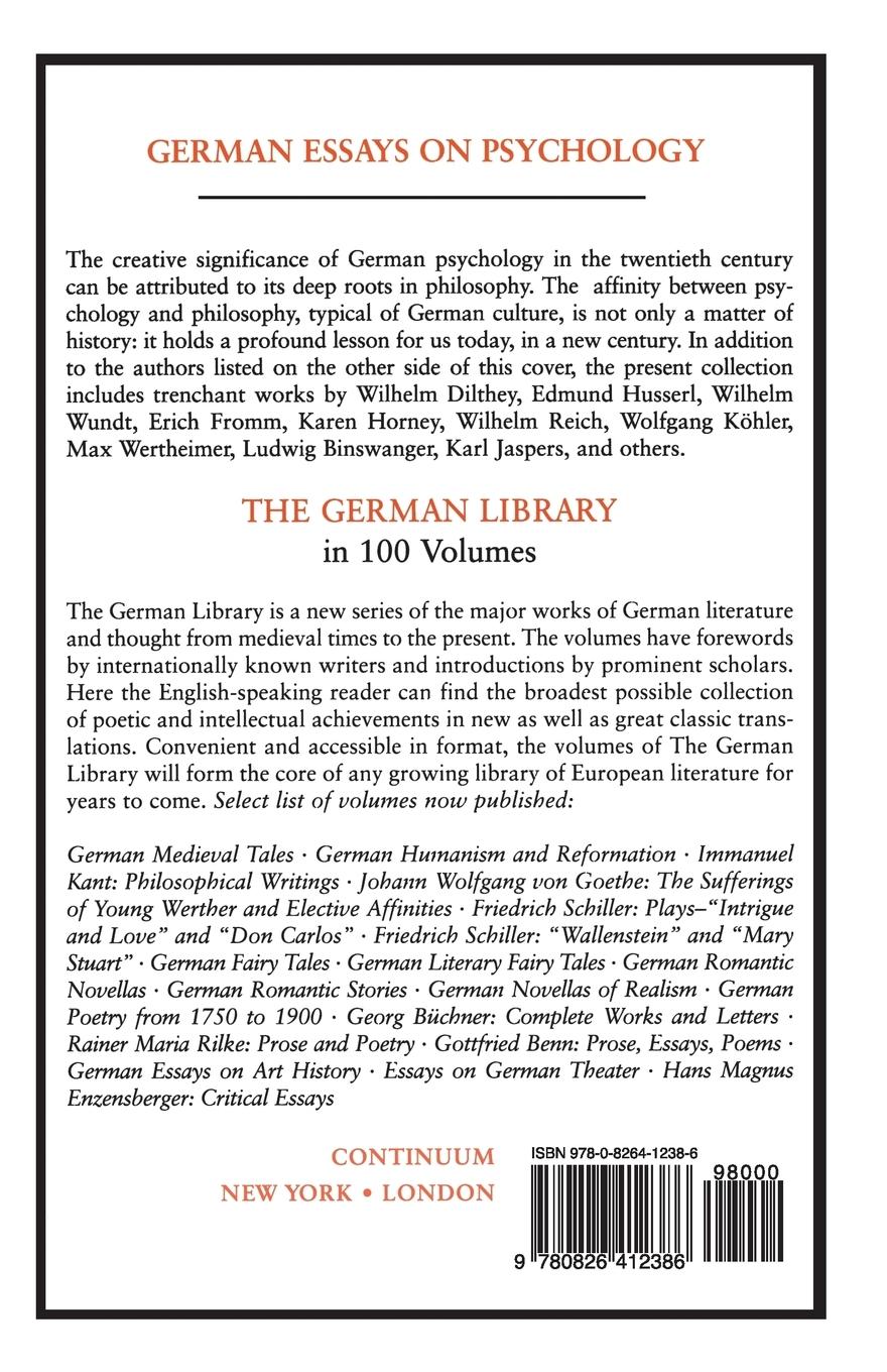 Rückseitencover German Essays on Psychology