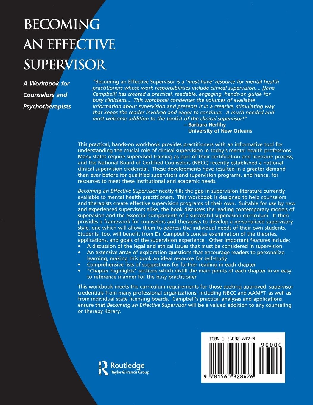 Rückseitencover Becoming an Effective Supervisor