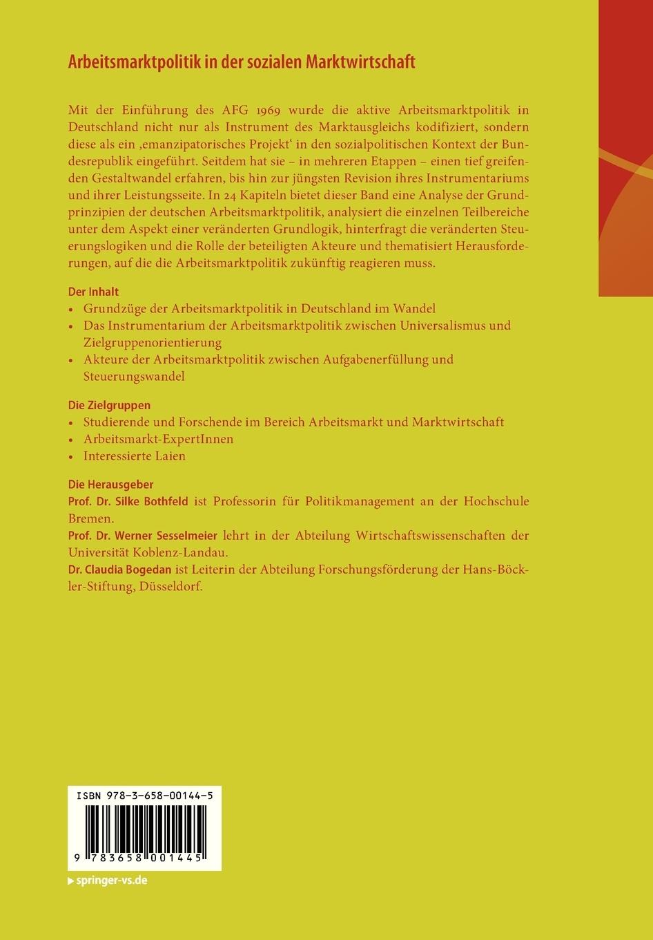 Rückseitencover Arbeitsmarktpolitik in der sozialen Marktwirtschaft