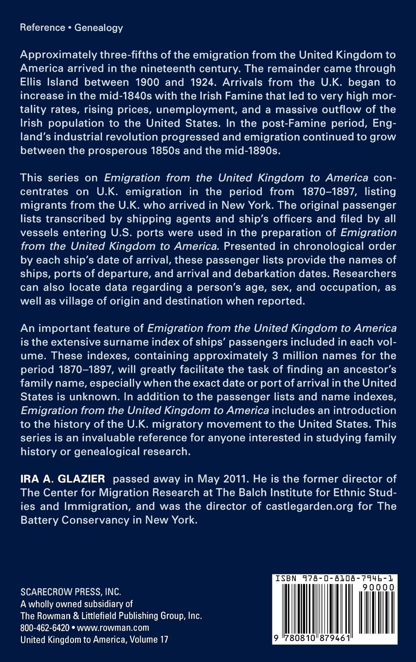 Rückseitencover Emigration from the United Kingdom to America