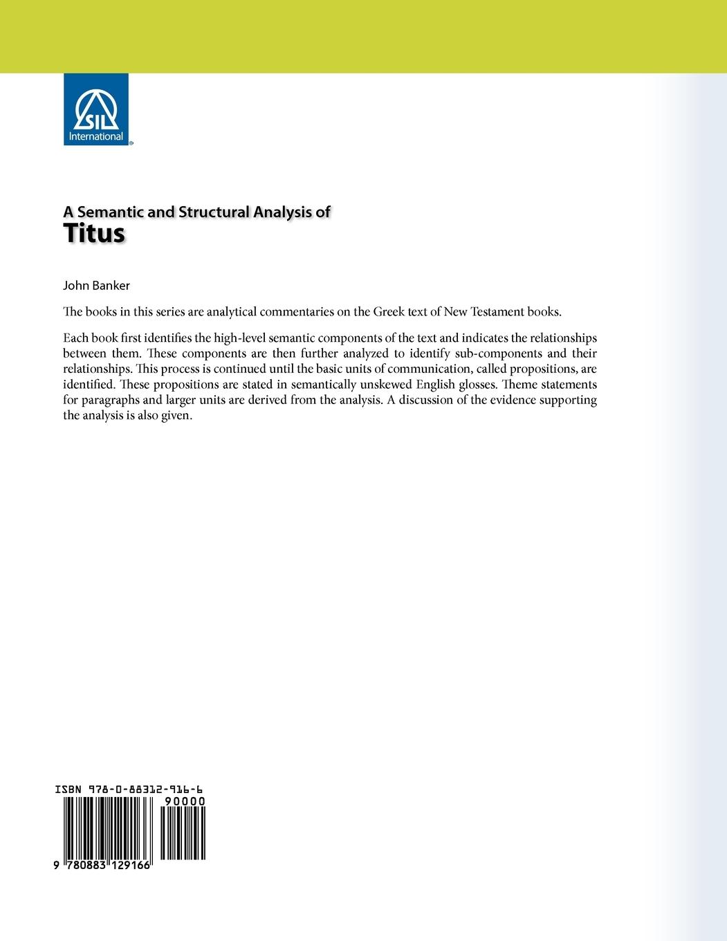 Rückseitencover A Semantic and Structural Analysis of Titus