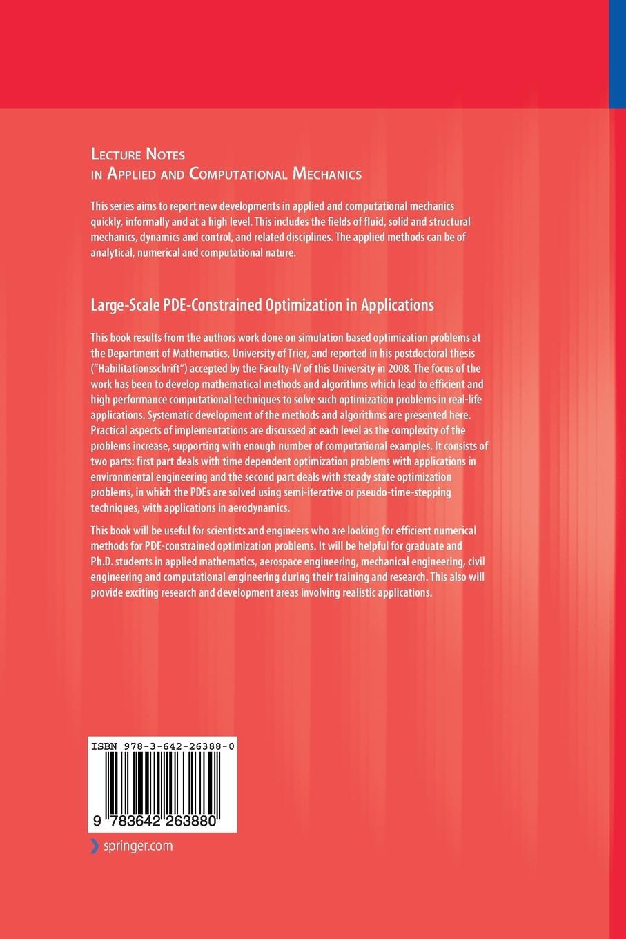 Rückseitencover Large-Scale PDE-Constrained Optimization in Applications