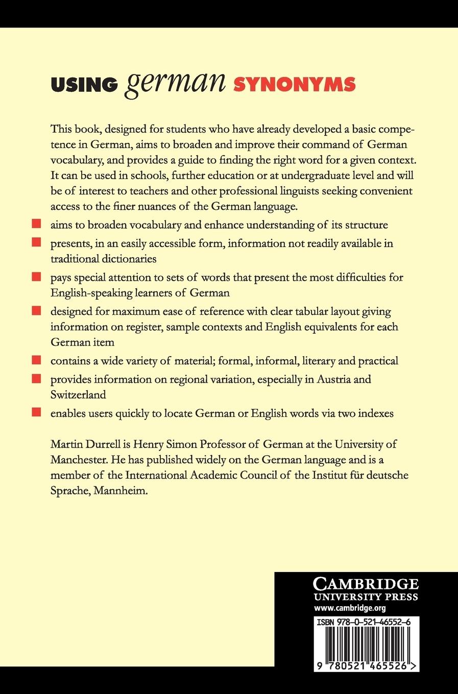 Rückseitencover Using German Synonyms