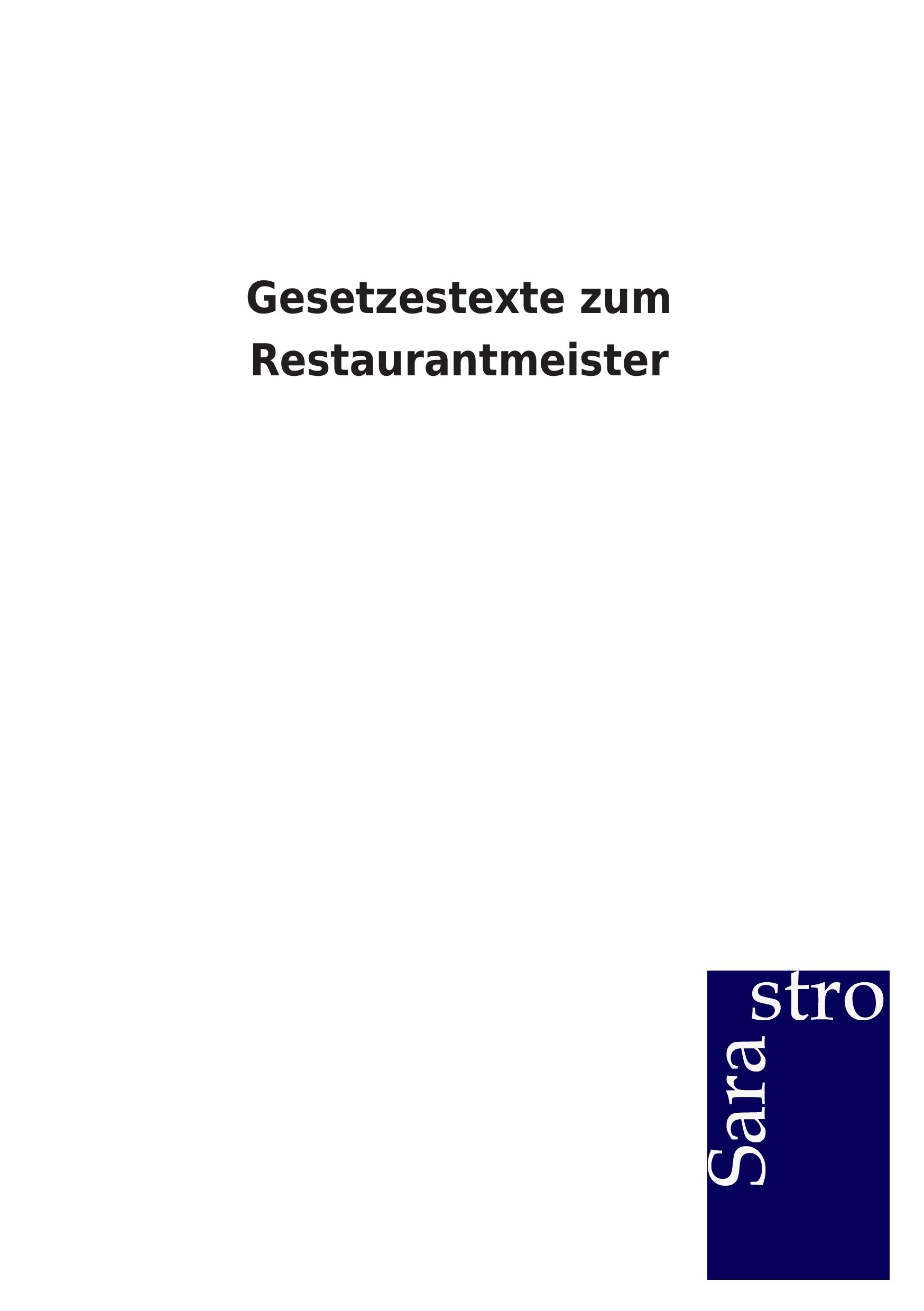 Vorderes Coverbild Gesetzestexte zum Restaurantmeister