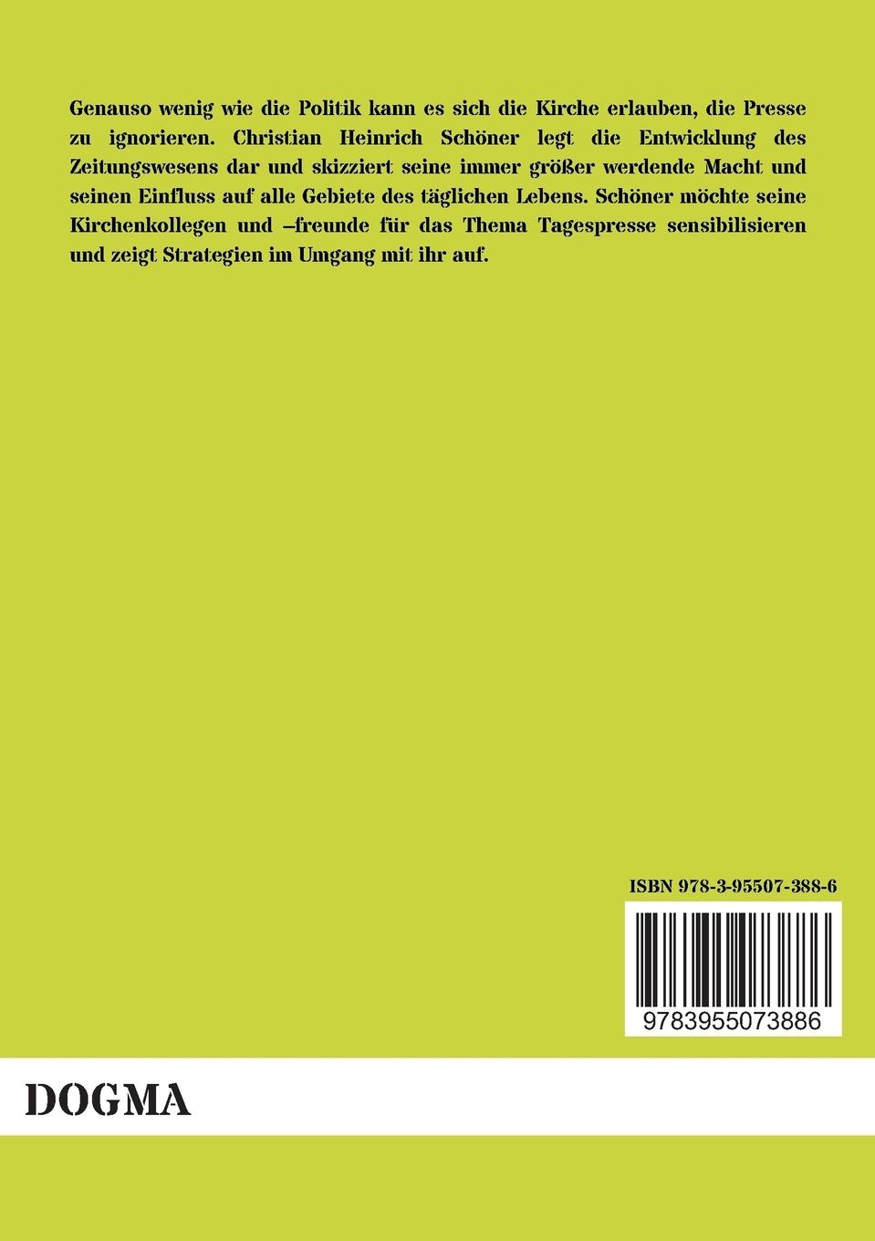 Rückseitencover Die Tagespresse und die Kirche