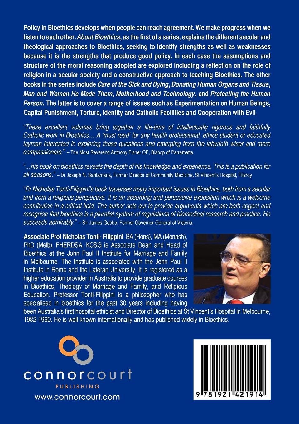 Rückseitencover About Bioethics: Philosophical and Theological Approaches