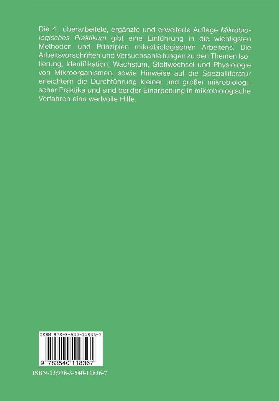 Rückseitencover Mikrobiologisches Praktikum