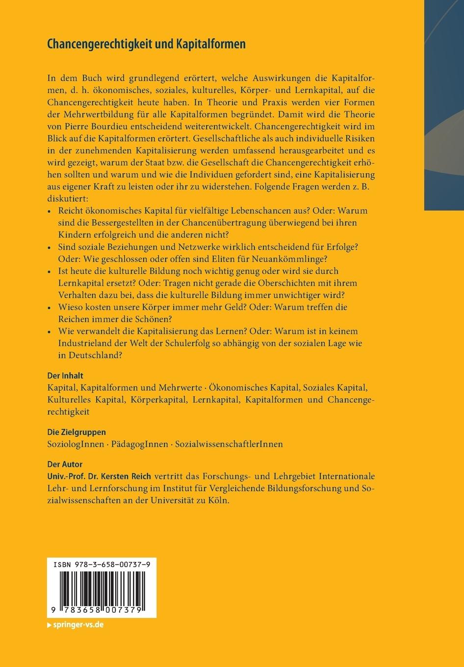 Rückseitencover Chancengerechtigkeit und Kapitalformen
