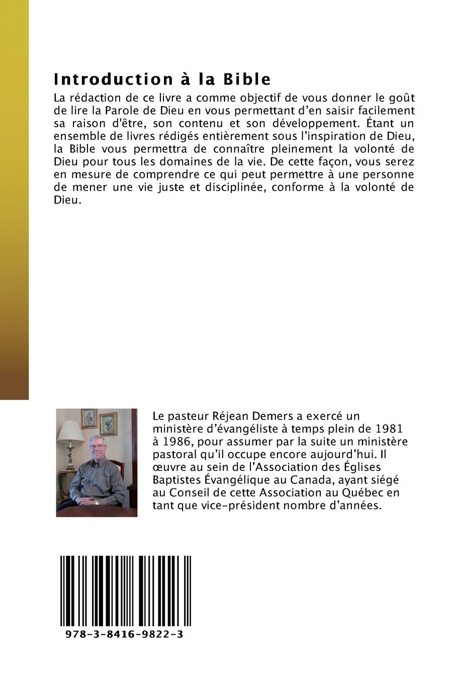 Rückseitencover Introduction à la Bible