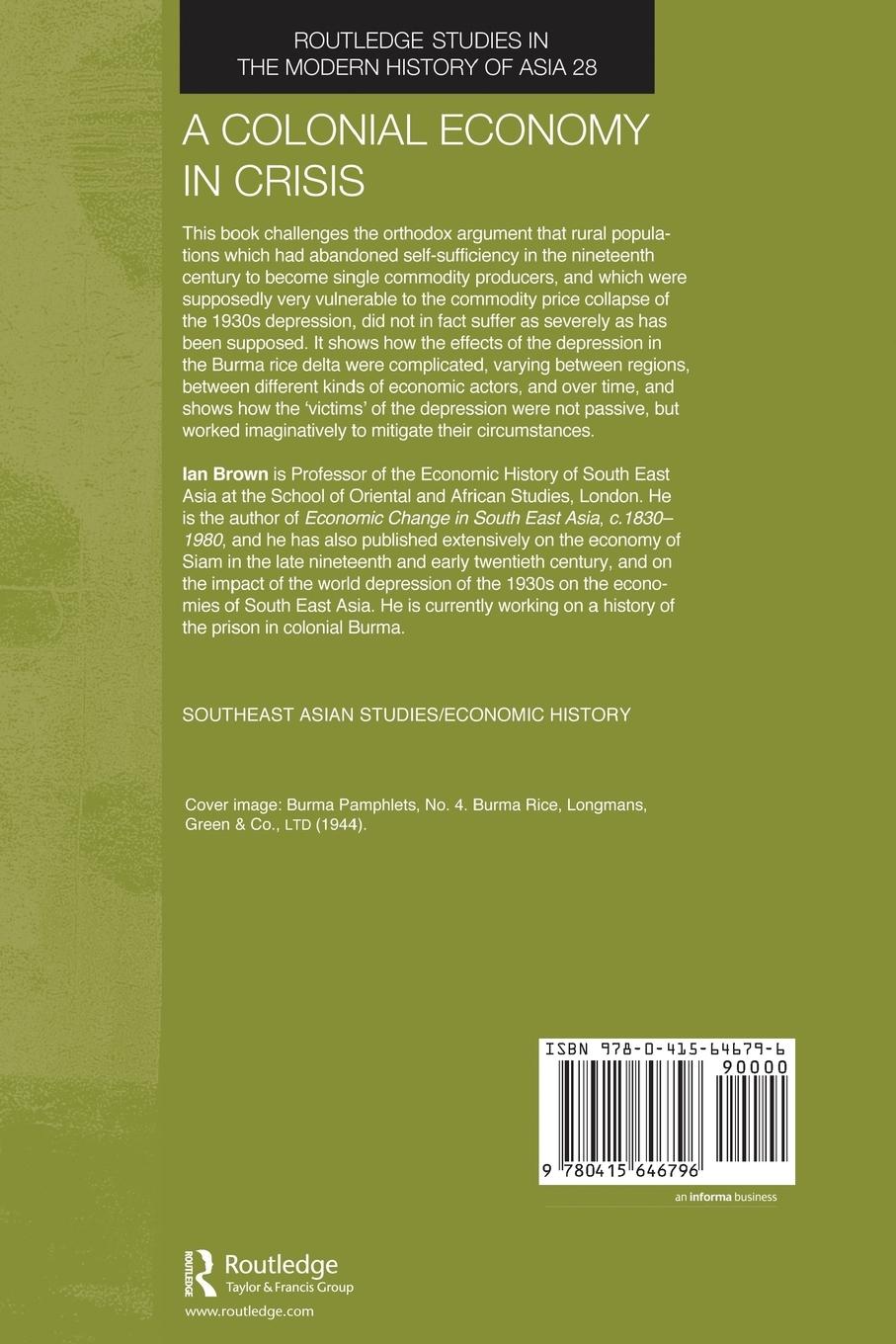 Rückseitencover A Colonial Economy in Crisis