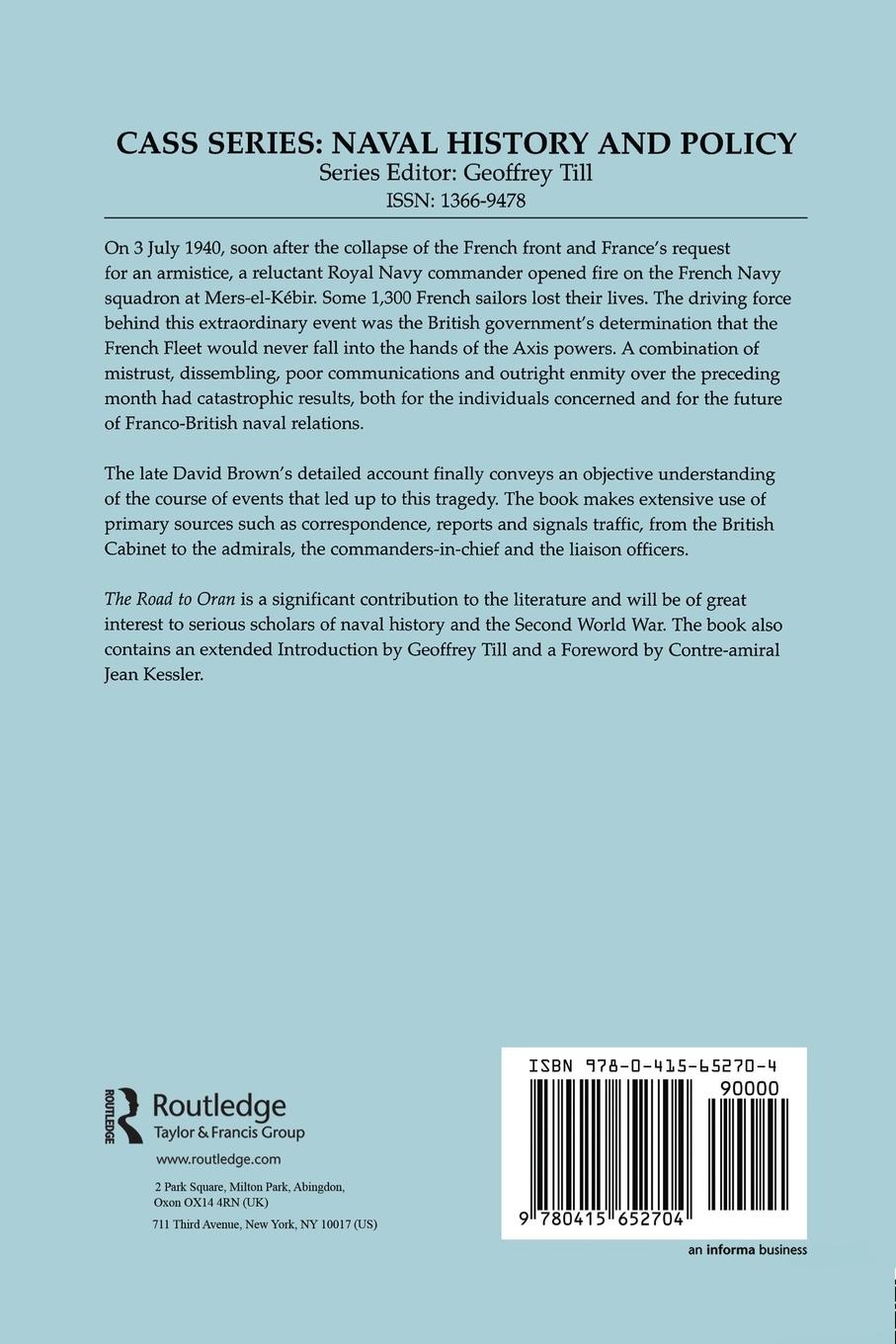 Rückseitencover The Road to Oran