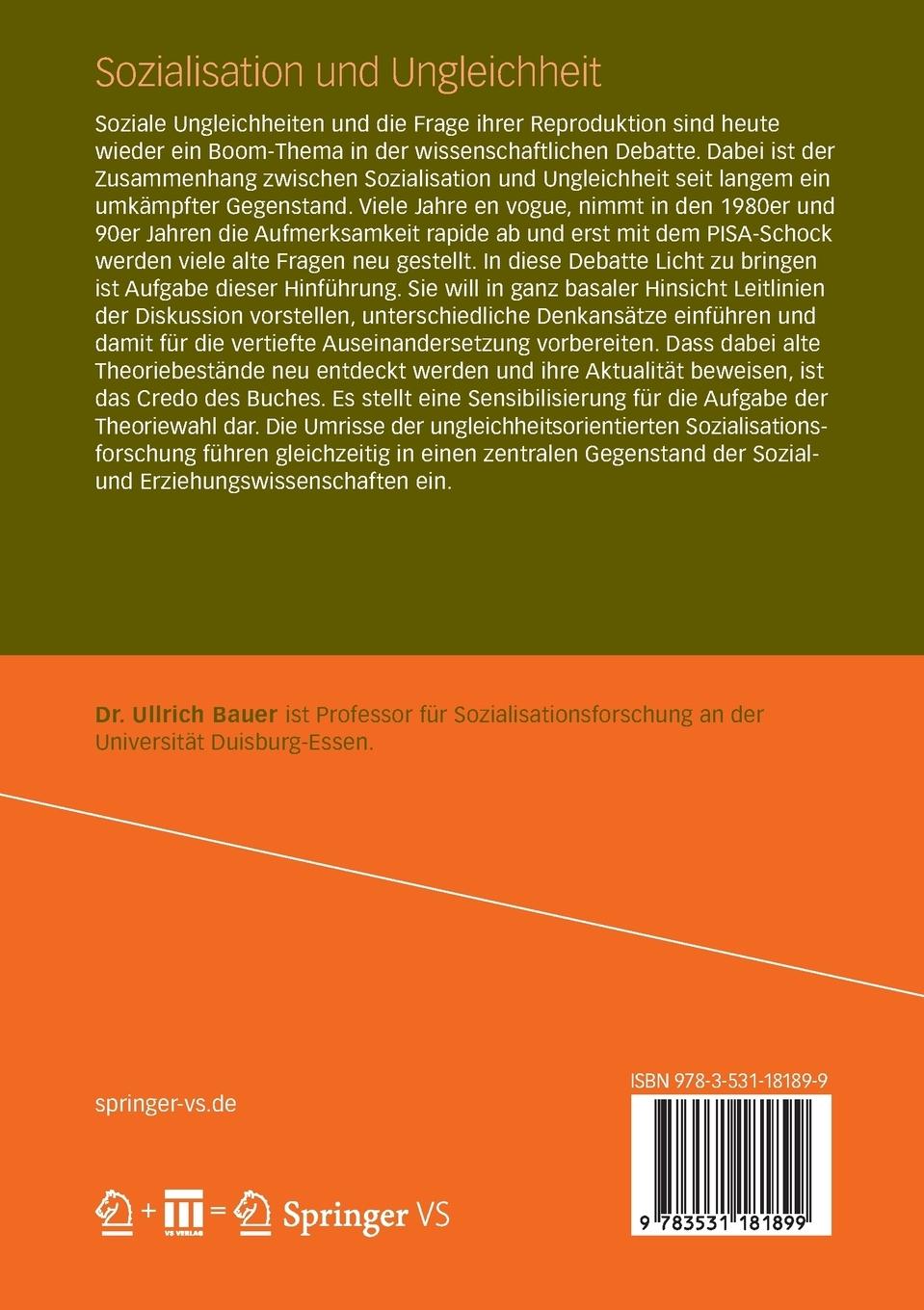 Rückseitencover Sozialisation und Ungleichheit