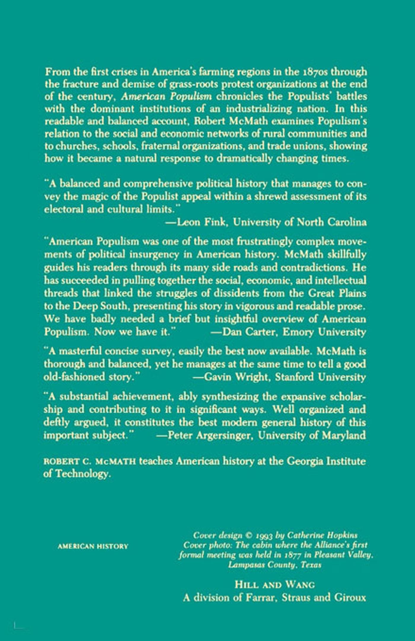 Rückseitencover American Populism