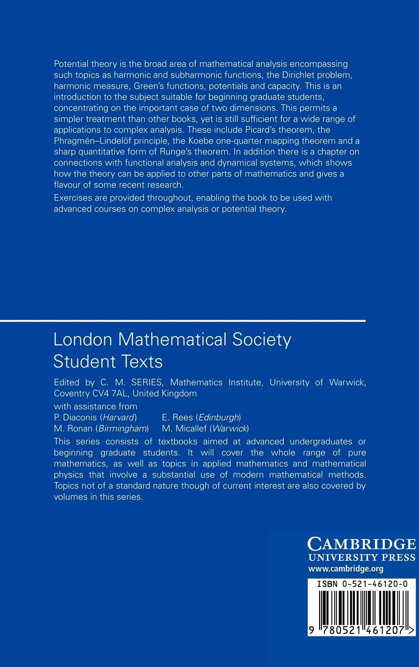 Rückseitencover Potential Theory in the Complex Plane