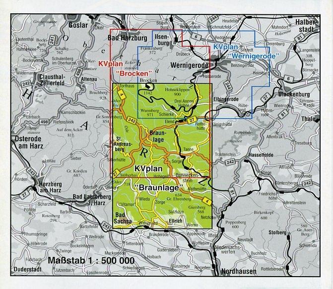 Beispielinhalt (Bild) Braunlage & Hohegeiß, KVplan, Wanderkarte/Radkarte/Stadtplan, 1:25.000 / 1:10.000