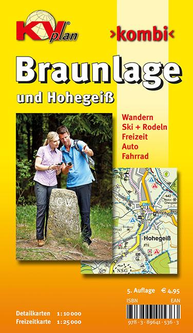 Vorderes Coverbild Braunlage & Hohegeiß, KVplan, Wanderkarte/Radkarte/Stadtplan, 1:25.000 / 1:10.000