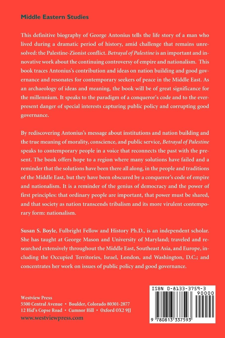 Rückseitencover Betrayal Of Palestine